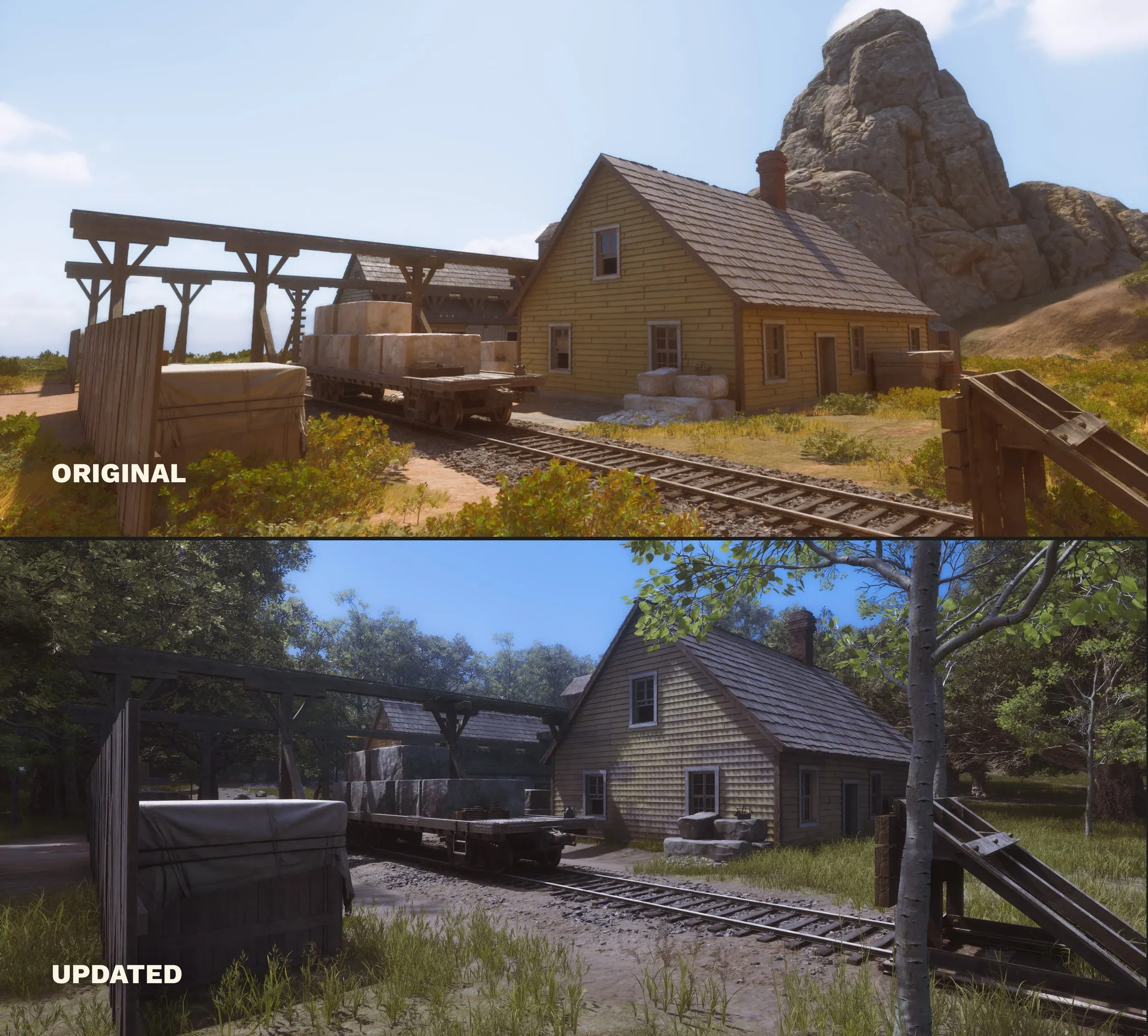 Art polish pass on a Stronghold exterior.