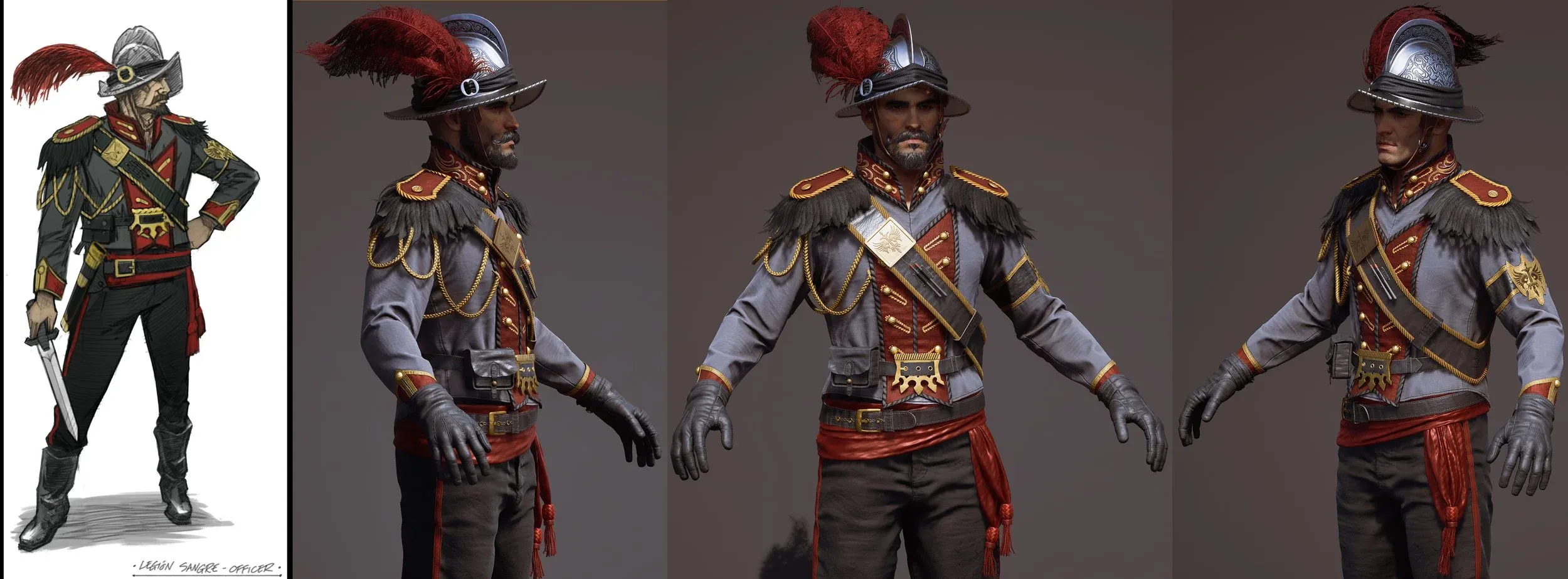Character art for a Legion Sangre officer, a Tier 4 enemy.