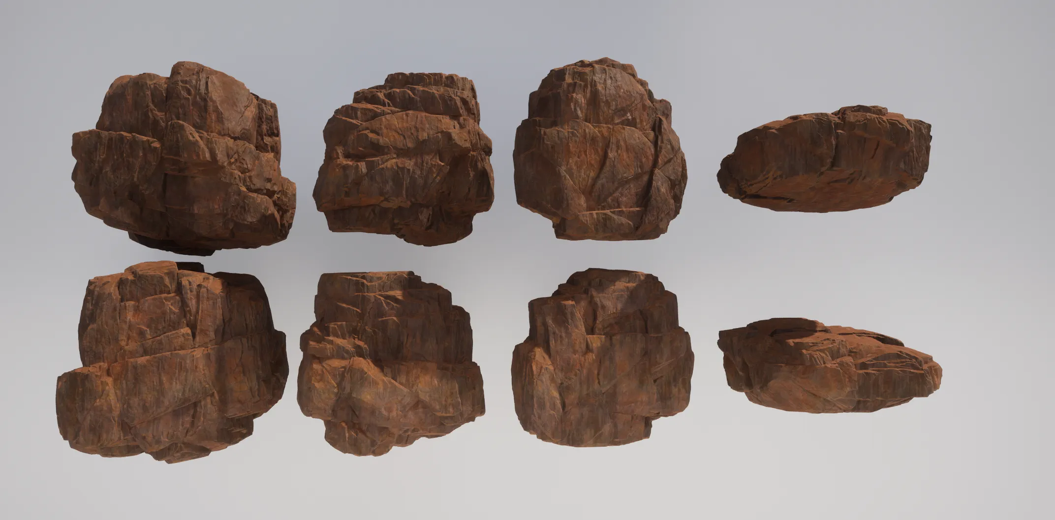 Updated desert rock formations from the in-progress desert visual pass.
